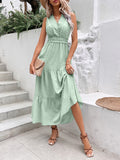 Swiss Dot Tie Back Tiered Sleeveless Dress- ONLINE ONLY 2-10 DAY SHIPPING