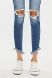 Kancan High Waist Distressed Raw Hem Ankle Skinny Jeans- ONLINE ONLY
