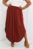 Zenana It's My Time Full Size Side Scoop Scrunch Skirt in Dark Rust - ONLINE ONLY 2-10 DAY SHIPPING