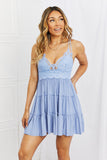Zenana Cross My Heart Lace Cami in Blue - ONLINE ONLY 2-10 DAY SHIPPING