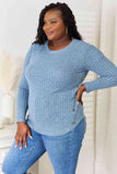 -Online Only -Double Take Round Neck Ribbed Long Sleeve T-Shirt