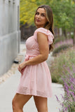White Birch Full Size Short Sleeve Lace Woven Mini Dress - ONLINE ONLY 2-7 DAY SHIPPING