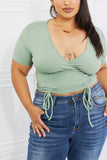 Capella Back To Simple Full Size Ribbed Front Scrunched Top in Green - ONLINE ONLY 2-7 DAY SHIP