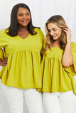 Celeste Look At Me Full Size Flowy Ruffle Sleeve Top in Lime- ONLINE ONLY- 2-7 DAY SHIPPING