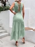 Swiss Dot Tie Back Tiered Sleeveless Dress- ONLINE ONLY 2-10 DAY SHIPPING