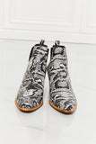 MMShoes Back At It Point Toe Bootie in Snakeskin - ONLINE ONLY