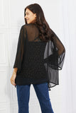 Melody Just Breathe Full Size Chiffon Kimono in Black - ONLINE ONLY 2-10 DAY SHIPPING