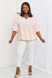 Celeste Look At Me Full Size Flowy Ruffle Sleeve Top in Pink- ONLINE ONLY- 2-7 DAY SHIPPING