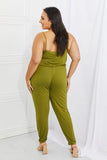 Capella Comfy Casual Full Size Solid Elastic Waistband Jumpsuit in Chartreuse - ONLINE ONLY 2-7 DAY SHIP
