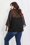Melody Just Breathe Full Size Chiffon Kimono in Black - ONLINE ONLY 2-10 DAY SHIPPING