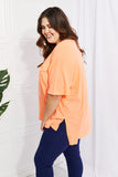 Zenana Neon Lights Full Size Raw Edge Pocket Tee - ONLINE ONLY 2-10 DAY SHIPPING