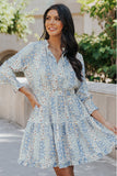 Floral Patchwork Tie-Neck Frill Trim Dress- ONLINE ONLY 2-10 DAY SHIPPING