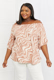 Celeste So Wavy Full Size Off-The-Shoulder Scrunch Sleeve Top in Pale Blush- ONLINE ONLY- 2-7 DAY SHIPPING