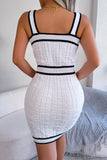 Contrast Trim Decorative Button Sleeveless Knit Dress- ONLINE ONLY 2-10 DAY SHIPPING