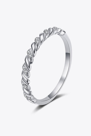 Moissanite Rhodium-Plated Half-Eternity Ring -ONLINE ONLY