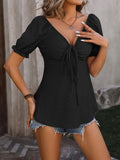 Ruched V-Neck Flounce Sleeve Blouse - ONLINE ONLY