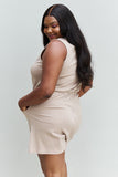 Zenana Forever Yours Full Size V-Neck Sleeveless Romper in Sand- ONLINE ONLY 2-10 DAY SHIPPING