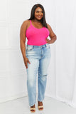 Zenana Full Size V-Neck Ribbed Cami in Hot Pink - ONLINE ONLY 2-10 DAY SHIPPING