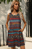 Printed Round Neck Sleeveless Dress with Pockets - ONLINE ONLY 2-7 DAY SHIP