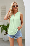 Notched Neck Curved Hem Eyelet Tank- ONLINE ONLY 2-10 DAY SHIPPING