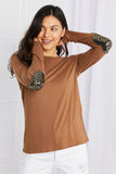 Acting Pro Full Size Elbow Patch Round Neck Top- ONLINE ONLY 2-10 DAY SHIPPING