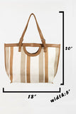 Fame Striped PU Leather Trim Tote Bag- ONLINE ONLY