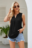 Notched Neck Curved Hem Eyelet Tank- ONLINE ONLY 2-10 DAY SHIPPING