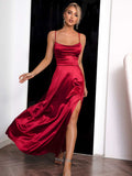 Spaghetti Strap Lace-Up Back Split Dress- ONLINE ONLY 2-10 DAY SHIPPING