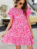 Leopard Short Flounce Sleeve Tiered Dress- ONLINE ONLY 2-10 DAY SHIPPING