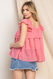 ODDI Full Size Buttoned Ruffled Top- ONLINE ONLY 2-10 DAY SHIPPING