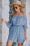 Printed Flounce Sleeve Off-Shoulder Romper- ONLINE ONLY 2-10 DAY SHIPPING