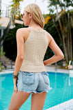 Ribbed Trim Round Neck Sleeveless Knit Top- ONLINE ONLY 2-10 DAY SHIPPING