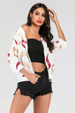 Printed Zip-Up Three-Quarter Sleeve Bomber Jacket- ONLINE ONLY 2-10 DAY SHIPPING