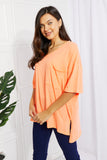 Zenana Neon Lights Full Size Raw Edge Pocket Tee - ONLINE ONLY 2-10 DAY SHIPPING