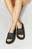MMShoes Arms Around Me Open Toe Slide in Black- ONLINE ONLY 2-10 DAY SHIPPING
