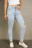 Baeful Ankle-Length Distressed Jeans with Pockets