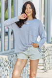 GeeGee Warm Me Up Full Size Front Knot Detail Long Sleeve Top- ONLINE ONLY 2-10 DAY SHIPPING