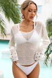 Openwork Scoop Neck Long Sleeve Cover-Up- ONLINE ONLY 2-10 DAY SHIPPING