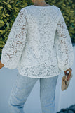Lace Balloon Sleeve V-Neck Tunic Blouse- ONLINE ONLY 2-10 DAY SHIPPING