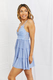 Zenana Cross My Heart Lace Cami in Blue - ONLINE ONLY 2-10 DAY SHIPPING