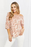 Celeste So Wavy Full Size Off-The-Shoulder Scrunch Sleeve Top in Pale Blush- ONLINE ONLY- 2-7 DAY SHIPPING
