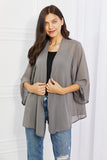 Melody Just Breathe Full Size Chiffon Kimono in Grey - ONLINE ONLY 2-10 DAY SHIPPING