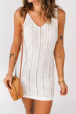 Openwork Sleeveless V-Neck Knit Dress- ONLINE ONLY 2-10 DAY SHIPPING