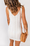 Openwork Sleeveless V-Neck Knit Dress- ONLINE ONLY 2-10 DAY SHIPPING