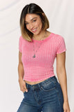 Zenana Washed Ribbed Short Sleeve Cropped T-Shirt - ONLINE ONLY SHIPS IN 1-4 DAYS