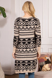 TAN BLACK LONG CARDIGAN