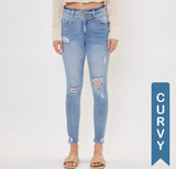 Curvy High Rise Triple Button Skinny Jean - In Store