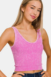 Zenana Washed Ribbed Cropped Tank - ONLINE ONLY