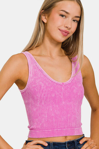 Zenana Washed Ribbed Cropped Tank - ONLINE ONLY