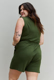 Zenana Forever Yours Full Size V-Neck Sleeveless Romper in Army Green - ONLINE ONLY 2-10 DAY SHIPPING